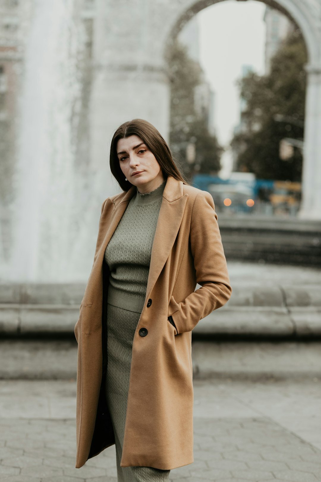 Portrait of a young Belgian woman, digital signals analyst, turtleneck sweater
